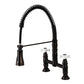 Gourmetier GS1273PX Heritage Double-Handle Deck-Mount Pre-Rinse Bridge Kitchen Faucet, Antique Brass with oil rubbed bronze finish.