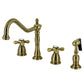Kingston Brass KB1793AXBS Heritage Double-Handle Widespread Kitchen Faucet with Brass Sprayer, Antique Brass