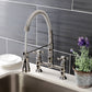 Gourmetier GS1273AX Heritage Double-Handle Deck-Mount Pre-Rinse Bridge Kitchen Faucet, Antique Brass