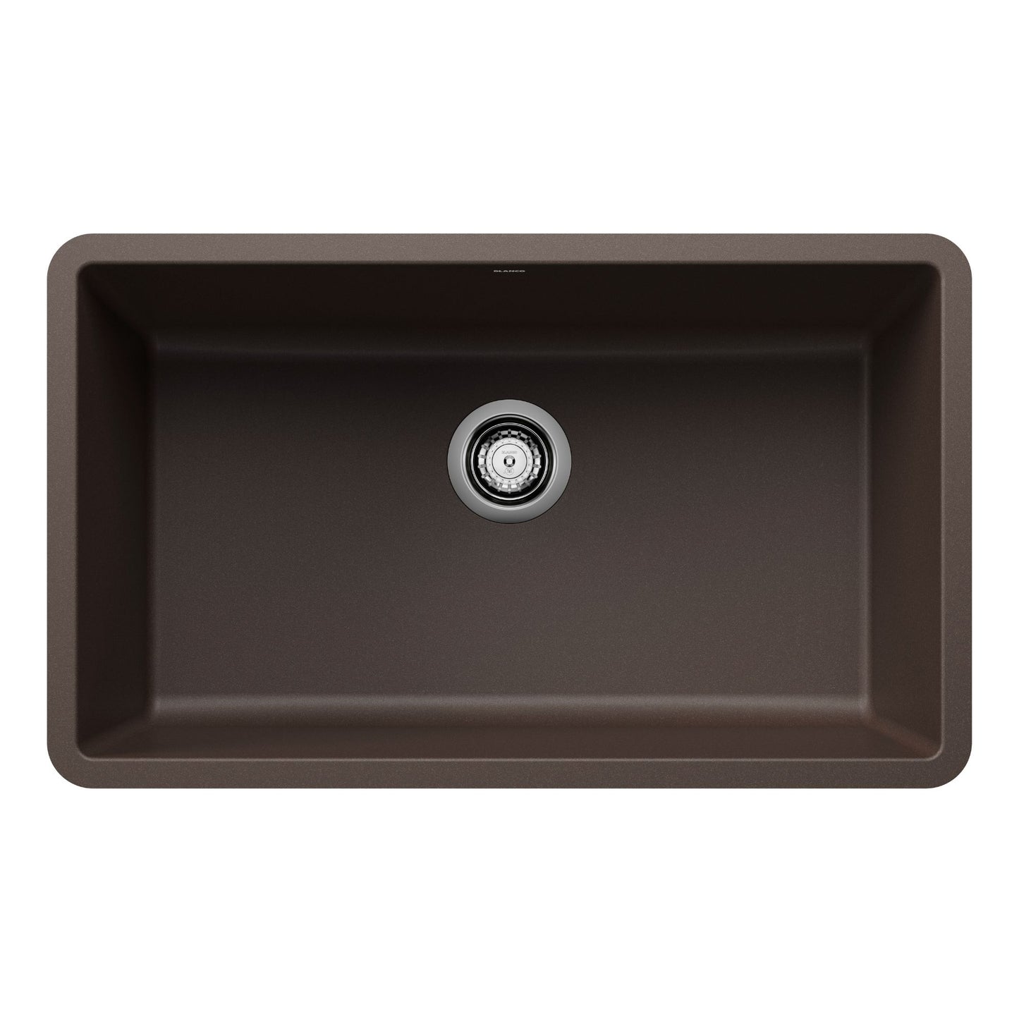 BLANCO Precis SILGRANIT 30" Single Bowl Undermount Kitchen Sink in a sleek brown finish, perfect for contemporary kitchens.