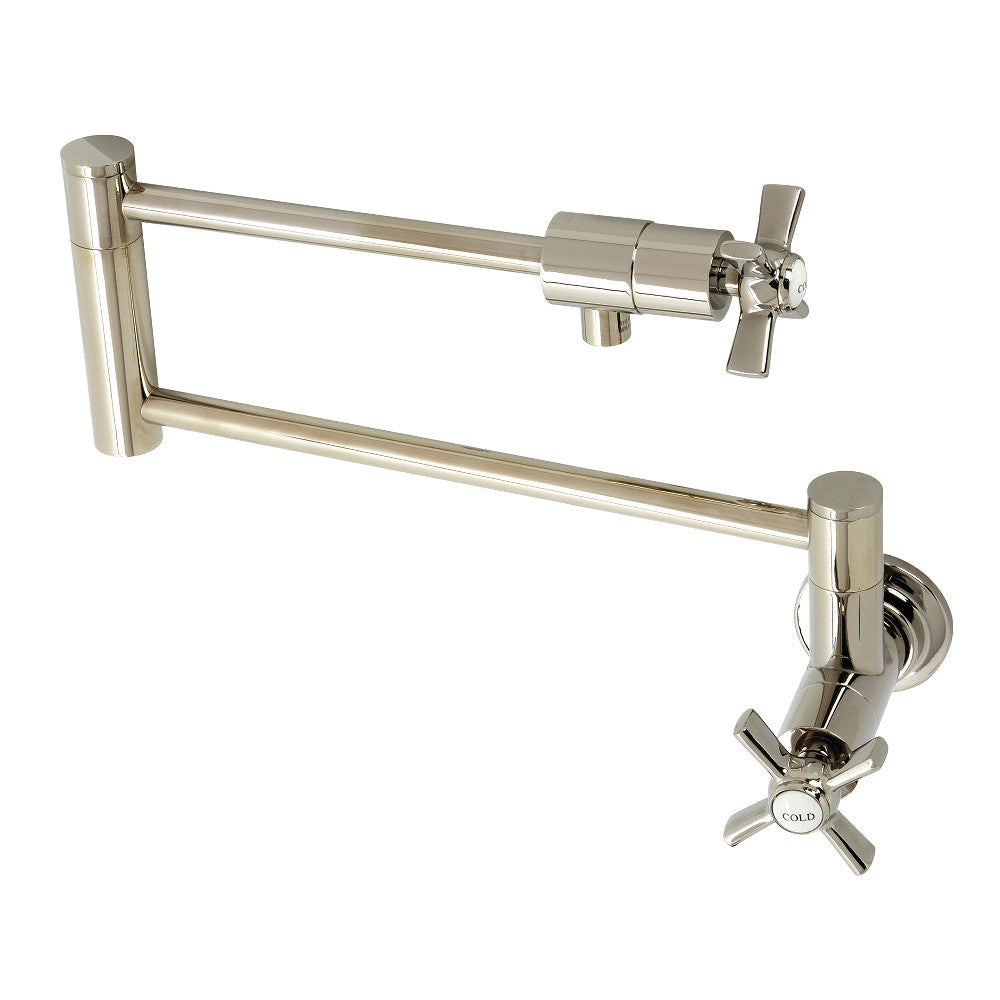 Kingston Brass KS4107ZX Millennium Wall Mount Pot Filler Faucet, Brushed Brass in polished nickel finish