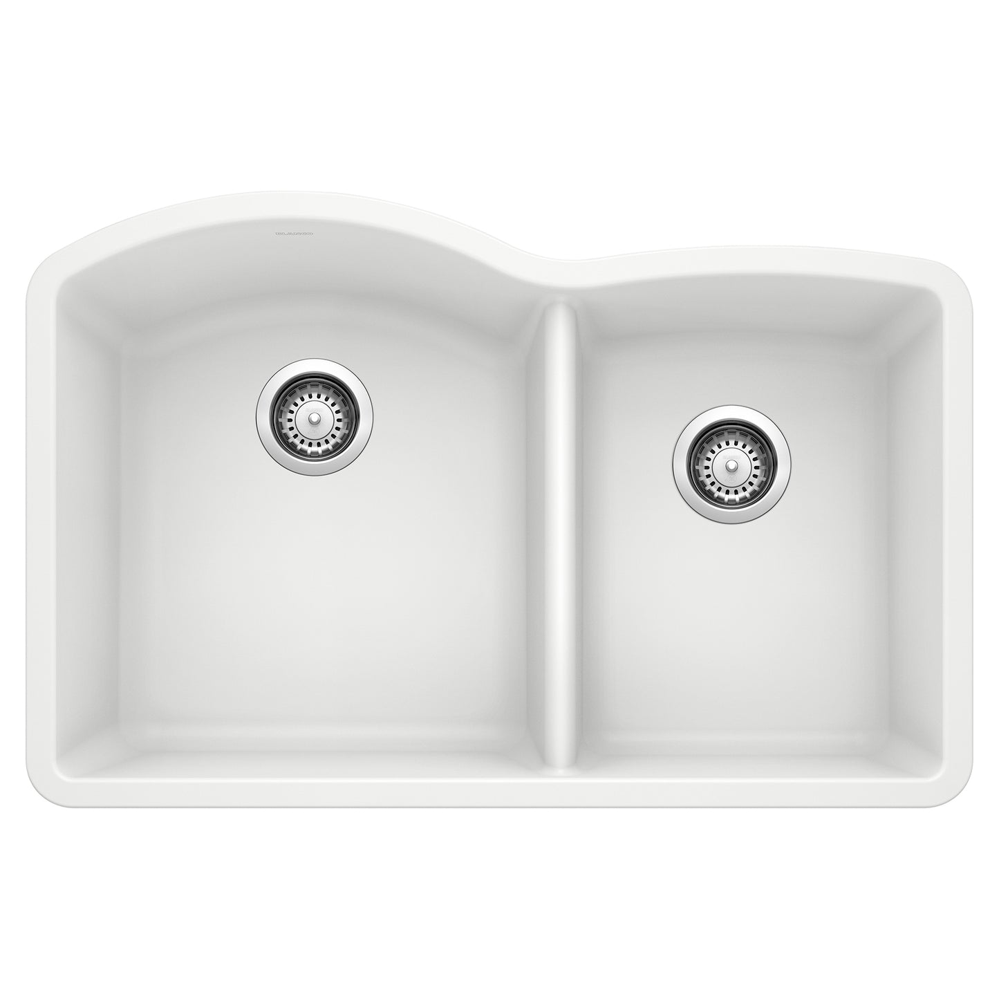 BLANCO Diamond SILGRANIT 32" 60/40 Double Bowl Undermount Kitchen Sink with asymmetrical bowl design.