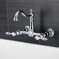 Kingston KS1263TAL Tudor Two-Handle Wall Mount Bridge Kitchen Faucet, Antique Brass