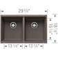 BLANCO Precis SILGRANIT 29" 50/50 Double Bowl Undermount Kitchen Sink