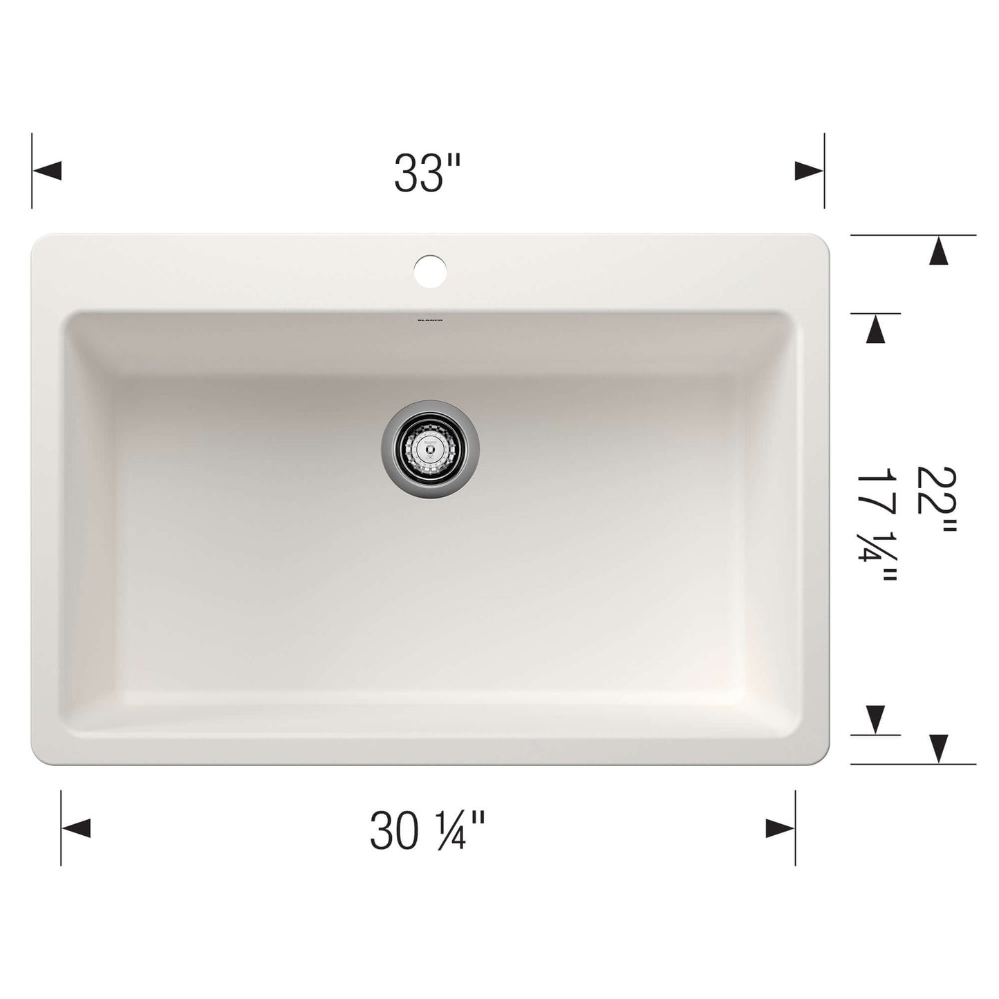 BLANCO Liven SILGRANIT 33" Super Single Dual Mount Kitchen Sink