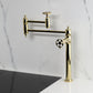 Kingston Brass KS3703RKX Webb Deck Mount Pot Filler Faucet with Knurled Handle, Antique Brass
