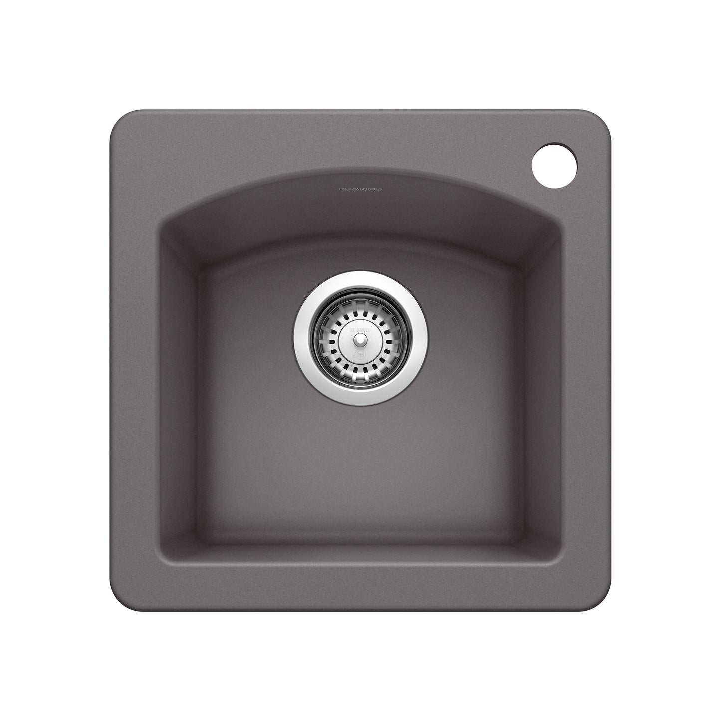 BLANCO Diamond SILGRANIT 15" Dual Mount Bar Sink in a sleek gray finish with a center drain.