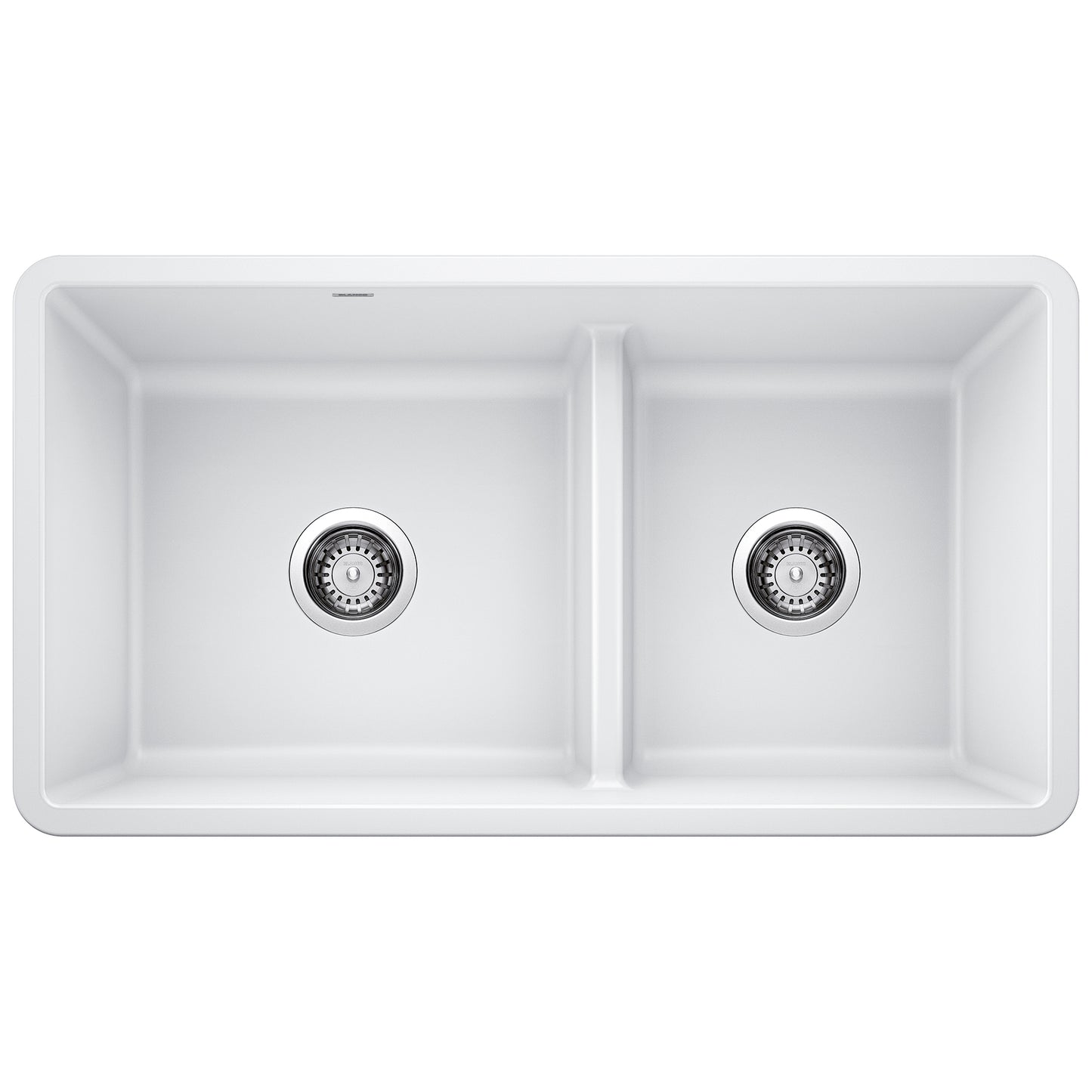 BLANCO Precis SILGRANIT 33" 60/40 Reversible Double Bowl Undermount Kitchen Sink with Low Divide top view image.