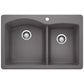 BLANCO Diamond SILGRANIT 33" 60/40 Double Bowl Dual Mount Kitchen Sink
