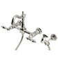 Kingston KS2443ALBS Heritage Two-Handle Wall Mount Bridge Kitchen Faucet with Brass Sprayer, Antique Brass in polished nickel finish
