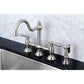 Kingston KS3798GLBS Restoration Bridge Kitchen Faucet with Brass Sprayer, Brushed Nickel on a stylish kitchen sink.