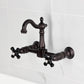 Kingston KS2443PKX Duchess Two-Handle Wall Mount Bridge Kitchen Faucet, Antique Brass