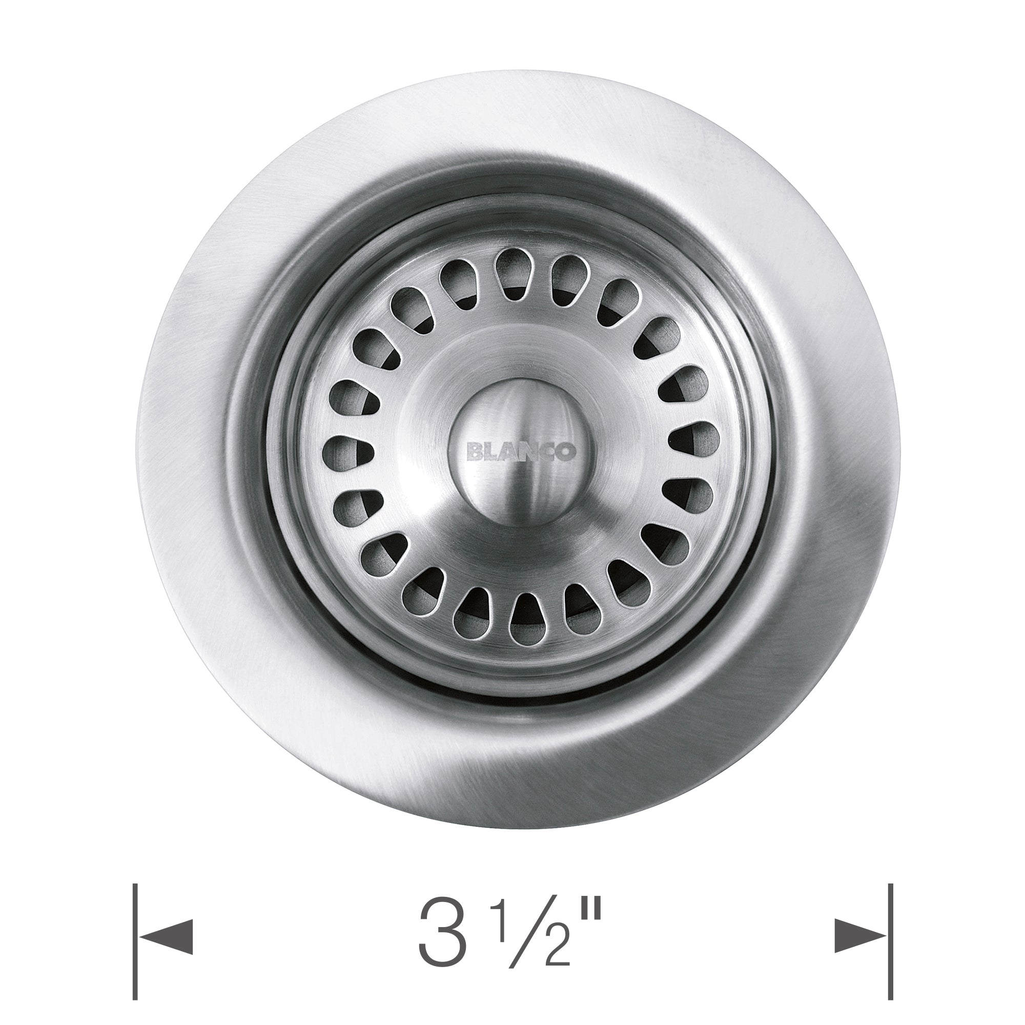 Blanco Stainless Steel Decorative Basket Strainer for sinks with a tight seal and functional design.