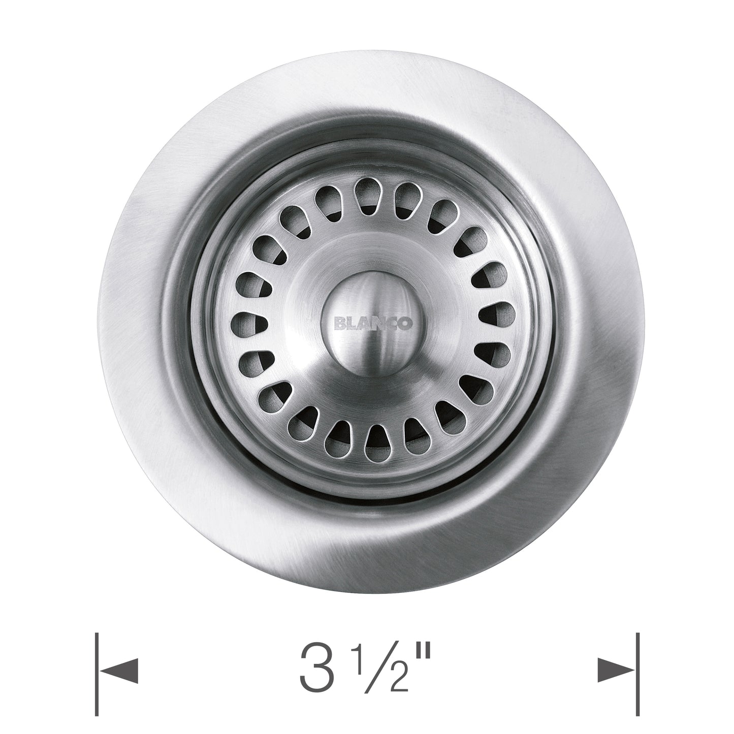 Blanco Stainless Steel Decorative Basket Strainer for sinks with a tight seal and functional design.