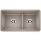 BLANCO Precis SILGRANIT 33" 60/40 Reversible Double Bowl Undermount Kitchen Sink with Low Divide