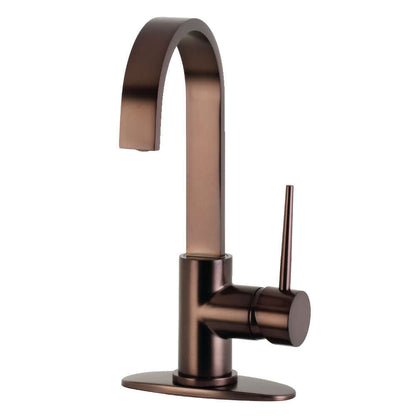 Kingston Brass LS8618NYL New York Single-Handle Bar Faucet with gooseneck spout, oil rubbed bronze finish, front view.