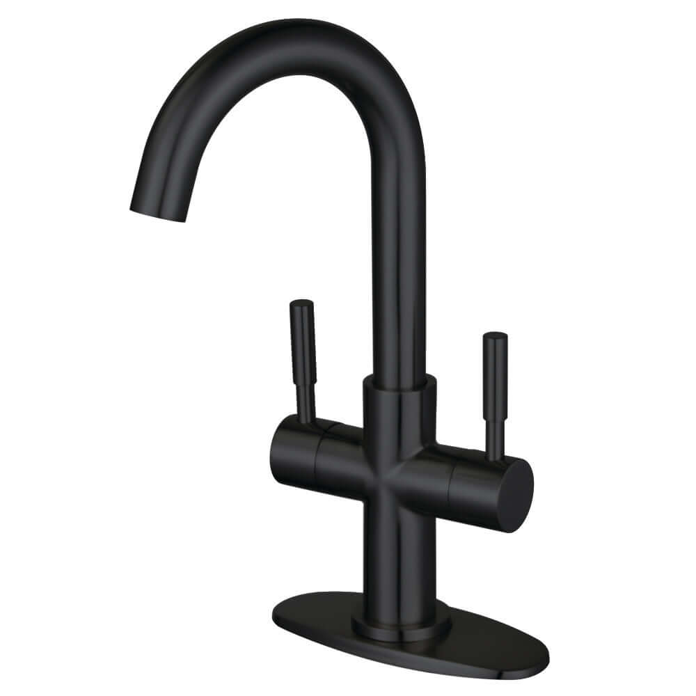Kingston Brass LS8553DL Concord Double-Handle Bar Faucet, Brushed Brass in matte black finish