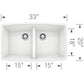 BLANCO Performa SILGRANIT 33" 50/50 Double Bowl Undermount Kitchen Sink
