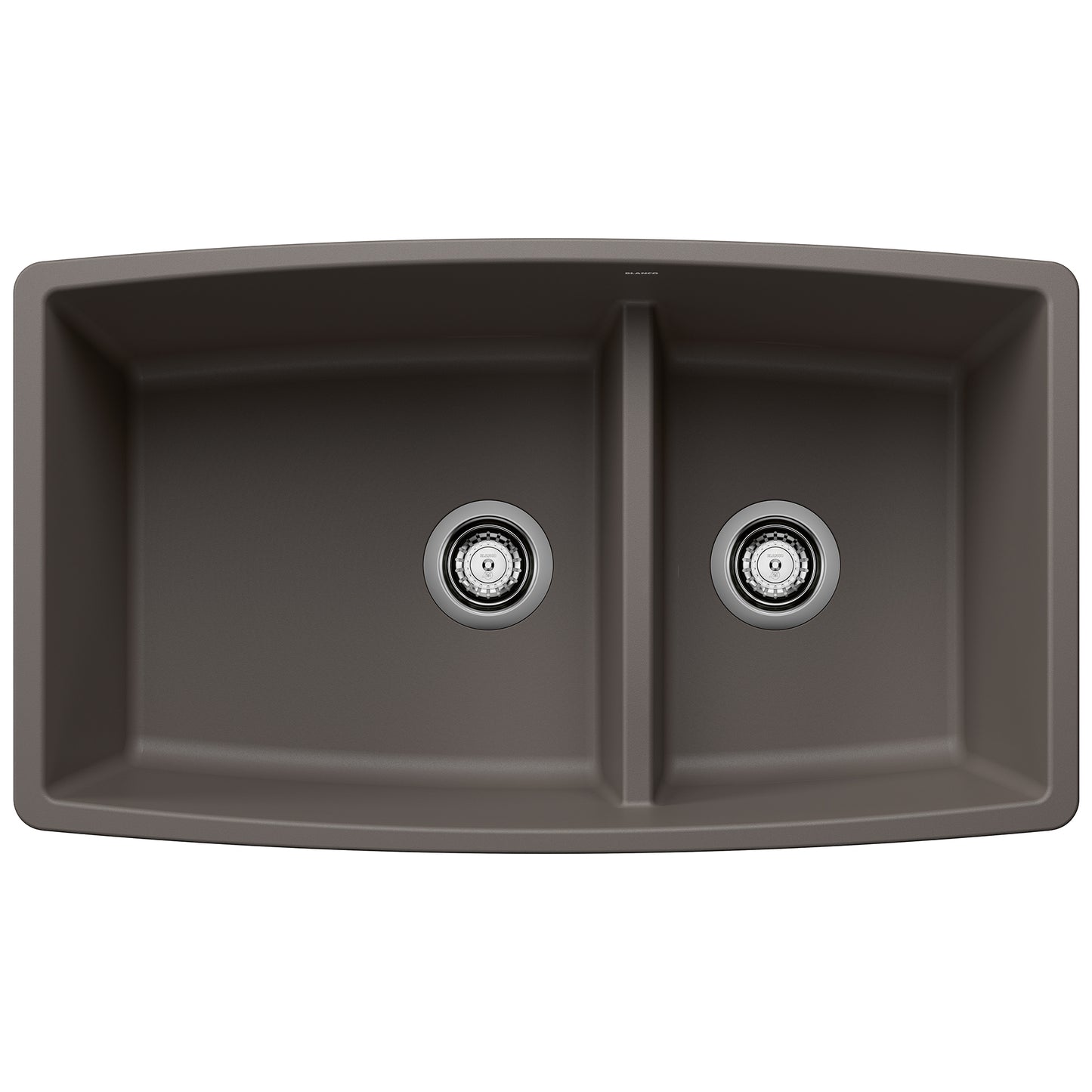 BLANCO Performa SILGRANIT 33" 60/40 Double Bowl Undermount Kitchen Sink with Low Divide top view.