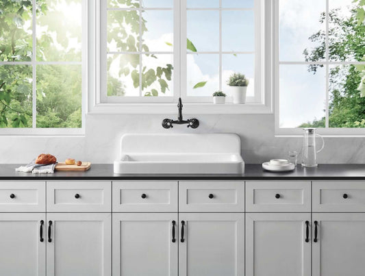 KINGSTON Brass Gourmetier 33" Cast Iron Kitchen Sink - White