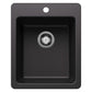 BLANCO Liven SILGRANIT 17" Dual Mount Bar Sink in black finish, ideal for compact kitchen spaces and elegant design.