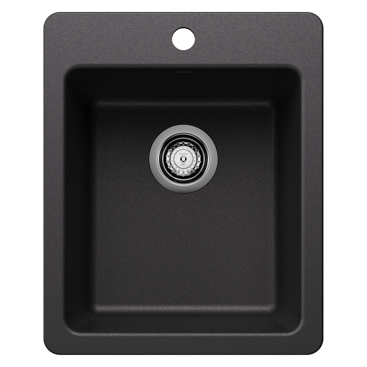 BLANCO Liven SILGRANIT 17" Dual Mount Bar Sink in black finish, ideal for compact kitchen spaces and elegant design.