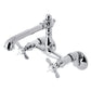 Kingston KS7220BEX Essex Two-Handle Wall Mount Bridge Kitchen Faucet, Matte Black with polished chrome finish