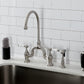 Kingston KS7793PLBS English Country Bridge Kitchen Faucet with Brass Sprayer, Antique Brass in a modern kitchen setting.