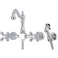 Kingston KS1263AXBS Heritage Two-Handle Wall Mount Bridge Kitchen Faucet with Brass Sprayer, Antique Brass