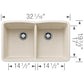 BLANCO Diamond SILGRANIT 32" 50/50 Double Bowl Undermount Kitchen Sink