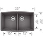 BLANCO Performa SILGRANIT 33" 50/50 Double Bowl Undermount Kitchen Sink