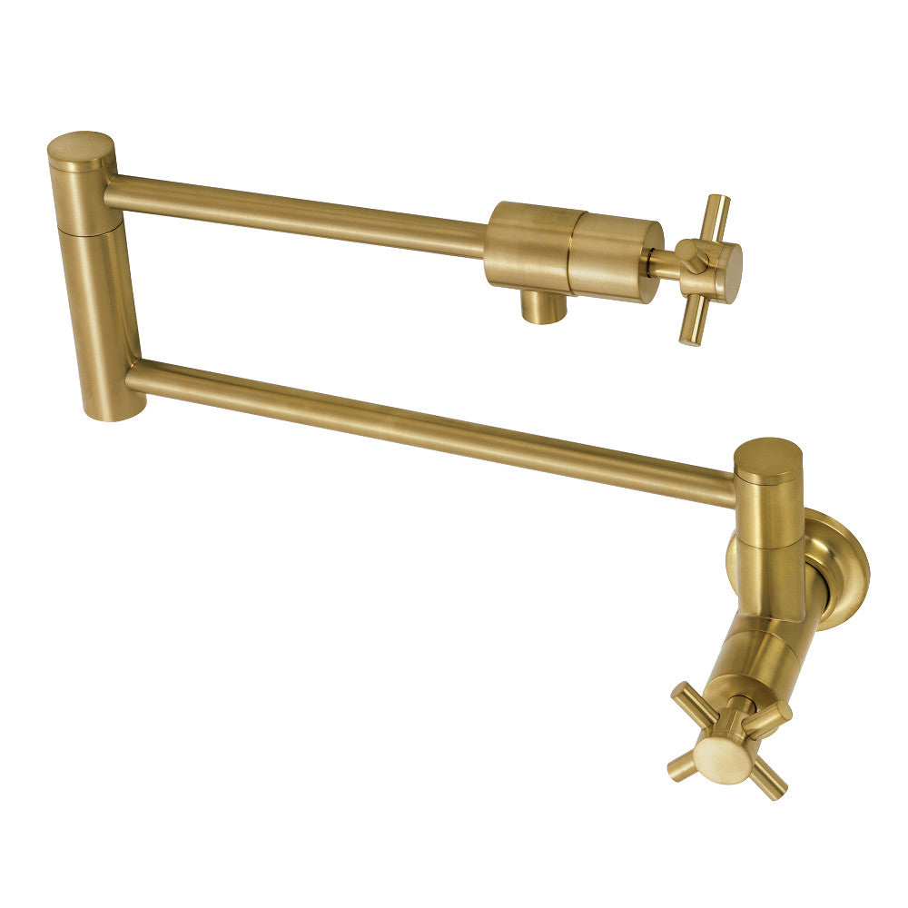 Kingston Brass KS4103DX Concord Wall Mount Pot Filler Faucet, Antique Brass with foldable swing arms