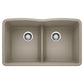BLANCO Diamond SILGRANIT 32" 50/50 Double Bowl Undermount Kitchen Sink with Low Divide