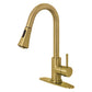 Kingston Brass LS8723DL Concord Pull-Down Kitchen Faucet side view showcasing bold cylindrical design and high-arching spout.