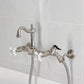 Kingston KS2443PXBS Heritage Two-Handle Wall Mount Bridge Kitchen Faucet with Brass Sprayer, Antique Brass