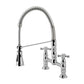 Gourmetier GS1273AX Heritage Double-Handle Deck-Mount Pre-Rinse Bridge Kitchen Faucet, Antique Brass