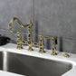 Kingston KS3277ALBS Restoration Bridge Kitchen Faucet with Brass Sprayer, Brushed Brass.