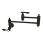 Kingston Brass KS3103TAL Tudor Wall Mount Pot Filler Faucet, Antique Brass with swing arms in Oil Rubbed Bronze finish.