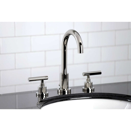 KINGSTON Brass Manhattan Widespread Bathroom Faucet with Brass Pop-Up - Polished Nickel