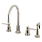 Kingston Brass KS8723DLBS Concord Double-Handle Widespread Kitchen Faucet with Brass Sprayer, Antique Brass