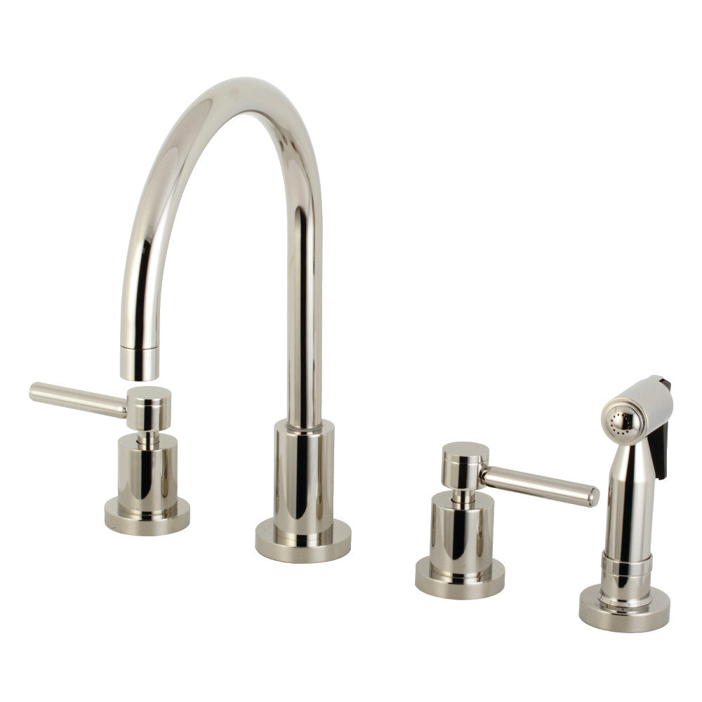 Kingston Brass KS8723DLBS Concord Double-Handle Widespread Kitchen Faucet with Brass Sprayer, Antique Brass