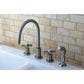 Kingston Brass KS8728ZX Millennium Double-Handle Widespread Kitchen Faucet with Plastic Sprayer, Brushed Nickel