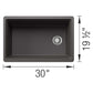BLANCO Inteos SILGRANIT 30" Single Bowl Reversible Undermount Workstation Kitchen Sink