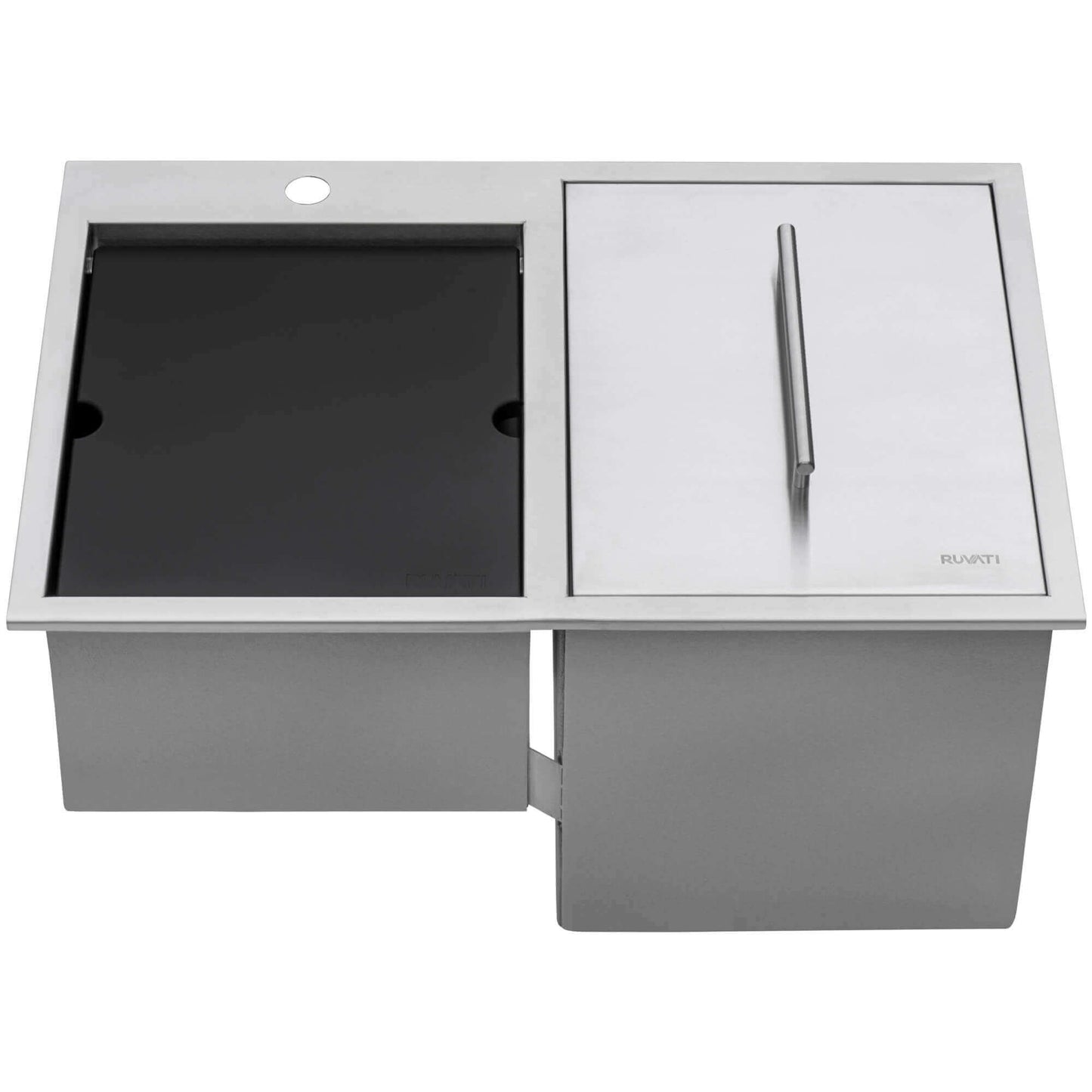 Ruvati Insulated Ice Chest and Outdoor Sink - Showing Uninstalled Product and Ice Chest Lid