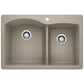 BLANCO Diamond SILGRANIT 33" 60/40 Double Bowl Dual Mount Kitchen Sink