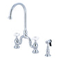 Kingston KS7798PXBS English Country Bridge Kitchen Faucet with Brass Sprayer, Brushed Nickel