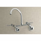 Kingston Brass KS814SB Concord Wall Mount Bridge Kitchen Faucet in chrome finish with gooseneck design.