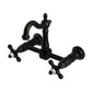 Kingston KS2443AX Heritage Two-Handle Wall Mount Bridge Kitchen Faucet, Antique Brass with matte black finish