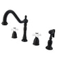 Kingston Brass KB1797PXBS Heritage Double-Handle Widespread Kitchen Faucet with Brass Sprayer, Brushed Brass