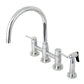 Kingston KS8278DLBS Concord Bridge Kitchen Faucet with Brass Sprayer, Brushed Nickel in polished chrome finish.